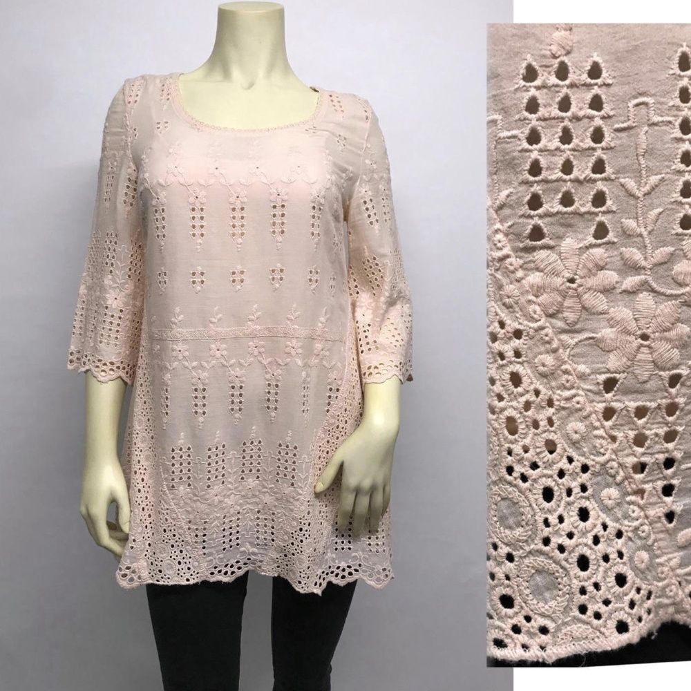 SUNDANCE CATALOG Embroidered Eyelet Tunic &Slip XS